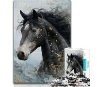 Jigsaw Puzzles for Teenagers 1000 Black Horse Teenager Puzzles,Challenging Game for Is Ideal As A Gift for The Whole Family 26x38cm