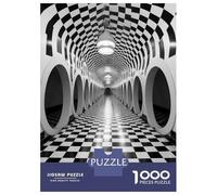 Jigsaw Puzzles for Teenagers 1000 Black & White Checkered Floor Jigsaw for Adults Family Games Pattern Assembly Help The Brain Exercise 38x26cm/1000pcs
