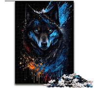 Jigsaw Puzzles for Teenagers 1000 Black Wolf Portrait, Family Game Stress Reliever Difficult Challenge Enhance Love between Couples (Size 50x75cm)