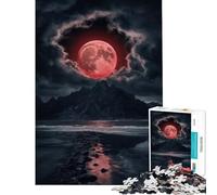 Jigsaw Puzzles for Teenagers 1000 Blood Moon Over Mountains for Educational Game Challenge Toy Impossible Game Birthday Present Gifts Ideas (Size 50x75cm)