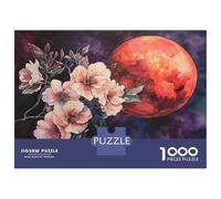 Jigsaw Puzzles for Teenagers 1000 Blood Moon Watercolor Painting Adult Puzzles Brain Teaser Game Perfect Decoration Deal As Gifts for The Whole Family 70x50cm/1000pcs