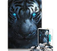Jigsaw Puzzles for Teenagers 1000 Blue Eyed Tiger Adult Jigsaw,Challenging Game Toys Wall Decoration Unique Birthday And Xmas Gifts (size 38x26cm)