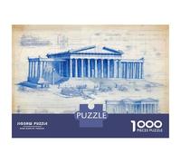 Jigsaw Puzzles for Teenagers 1000 Blueprints of The Parthenon Adult Puzzles Brain Teaser Game Perfect Decoration Deal As Gifts for The Whole Family 38x26cm/1000pcs
