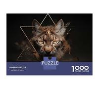 Jigsaw Puzzles for Teenagers 1000 Bobcat with Geometric Overlay Puzzles for Adults DIY Toys Birthday Present Deal As Gifts for The Whole Family 70x50cm/1000pcs
