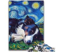 Jigsaw Puzzles for Teenagers 1000 Border Collie Night Sky Educational Toys Unique Home Decor And Gifts for And Age 14 Years Up 26x38cm