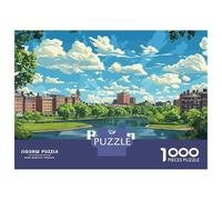 Jigsaw Puzzles for Teenagers 1000 Boston Skyline with Pond Jigsaws for Adults DIY Toys Analysis And Logic Help The Brain Exercise 70x50cm/1000pcs