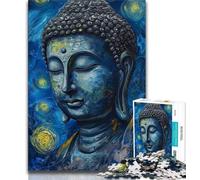 Jigsaw Puzzles for Teenagers 1000 Buddha Starry Night Style Art Jigsaw,Learning Educational Toys Family Games Gifts for Friends And Family (size 38x26cm)