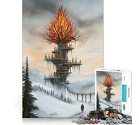 Jigsaw Puzzles for Teenagers 1000 Burning Tree City Tight Cut Fun Creative Brain Play Relax Fun Time Xmas Art Gift (50x75cm)
