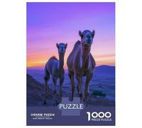 Jigsaw Puzzles for Teenagers 1000 Camel Family at Sunset Adult Puzzles Hands-on Game Pattern Assembly Deal As Gifts for The Whole Family 52x38cm/1000pcs