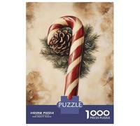 Jigsaw Puzzles for Teenagers 1000 Candy Cane And Pine Cone Jigsaw Fun Games Perfect Decoration Deal As Gifts for The Whole Family 52x38cm/1000pcs