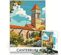 Jigsaw Puzzles for Teenagers 1000 Canterbury Cathedral Illustration Tight Cut Fun Creative Brain Play Relax Fun Time Xmas Art Gift (38x52cm)