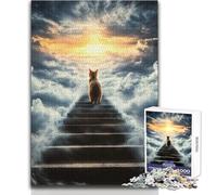 Jigsaw Puzzles for Teenagers 1000 Cat Ascending to Heaven Unique Challenge Game Tough Challenge Birthday Gifts Size 50x75cm