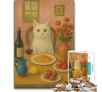 Jigsaw Puzzles for Teenagers 1000 Cat at Dinner Table But Fun And Humorous Birthday Gift for Ages 14 And over 38x52cm