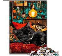 Jigsaw Puzzles for Teenagers 1000 Cat by The Fireplace, Toy Intellectual Game Enhance Love between Couples for Ages 14+ (Size 26x38cm)