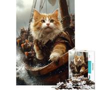 Jigsaw Puzzles for Teenagers 1000 Cat Captain And Mouse Crew Difficult And Challenge Difficult Challenge Relaxing Games Suitable for Ages 14 And Up (38x52cm)