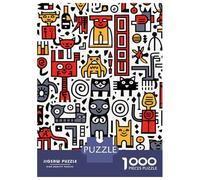 Jigsaw Puzzles for Teenagers 1000 Cat Doodle Puzzle for Adults Toy Wall Decor Stress Reliever Help The Brain Exercise 52x38cm/1000pcs