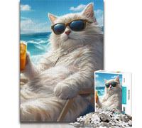 Jigsaw Puzzles for Teenagers 1000 Cat on Vacation 1000 Piece Jigsaw,Family Activity Fun at Home Activities, Birthday Present,Travel Gifts (size 38x26cm)