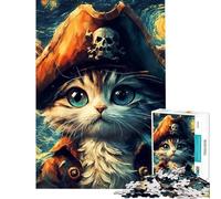 Jigsaw Puzzles for Teenagers 1000 Cat Pirate Van Gogh Difficult And Challenge Difficult Challenge Relaxing Games Suitable for Ages 14 And Up (38x52cm)