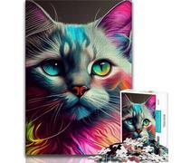 Jigsaw Puzzles for Teenagers 1000 Cat Pop Art Animal Face 1000 Piece Puzzle,Educational Game for Birthday, Chrismas for Age 14+ (size 75x50cm)