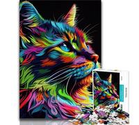 Jigsaw Puzzles for Teenagers 1000 Cat Pop Art Animal Face Adult Jigsaw,Challenging Game Toys Wall Decoration Unique Birthday And Xmas Gifts (size 38x26cm)