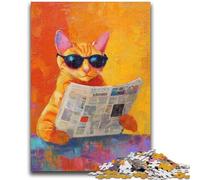 Jigsaw Puzzles for Teenagers 1000 Cat Reading A Newspaper 1000 Piece Puzzle,Learning Educational Toys Family Games Gifts for Friends And Family (38x26cm)