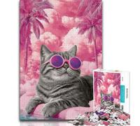 Jigsaw Puzzles for Teenagers 1000 Cat Wearing Sunglasses Teenager Puzzles,Challenging Game for Is Ideal As A Gift for The Whole Family 26x38cm