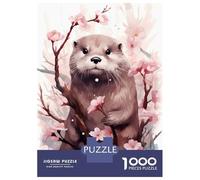 Jigsaw Puzzles for Teenagers 1000 Cherry Blossom Otter Adult Jigsaw Puzzle Relax Games Difficult Challenge Unique Birthday And Gifts 38x26cm/1000pcs