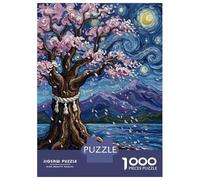 Jigsaw Puzzles for Teenagers 1000 Cherry Blossom Tree by The Water Puzzle for Adults Brain Teaser Game Analysis And Logic Stress Reduction Gifts 52x38cm/1000pcs