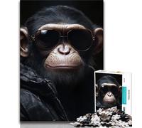 Jigsaw Puzzles for Teenagers 1000 Chimpanzee Wearing Sunglasses Teenager Jigsaw,Educational Stress Relief Toy Gifts for Friends And Family (size 75x50cm)