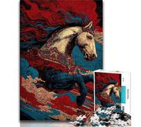 Jigsaw Puzzles for Teenagers 1000 Chinese Style Horse Jigsaw,Learning Educational Toys Family Games Gifts for Friends And Family (size 38x26cm)