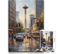 Jigsaw Puzzles for Teenagers 1000 City of Coffee Seattle USA Staycation Kill Time Hands-on Game Secret Santa Gifts (size 38x52cm)