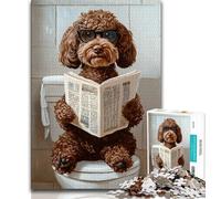 Jigsaw Puzzles for Teenagers 1000 Cocker Spaniel Sitting Toilet Adult Jigsaw,Challenging Family Activity Games DIY Toy for Home Wall Decor Gifts (size 75x50cm)