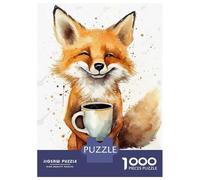 Jigsaw Puzzles for Teenagers 1000 Coffee with Cute Fox Puzzle for Adults Toy Wall Decor Stress Reliever Help The Brain Exercise 52x38cm/1000pcs
