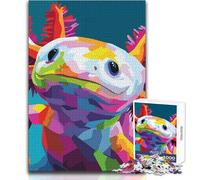 Jigsaw Puzzles for Teenagers 1000 Colorful Axolotl Pop Art Portrait Unique Challenge Game Tough Challenge Birthday Gifts Size 50x75cm