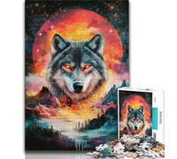 Jigsaw Puzzles for Teenagers 1000 Colorful Glowing Wolf Adult Jigsaw,for Educational Game Challenge Toy Unique Home Decor And Gifts (size 38x26cm)