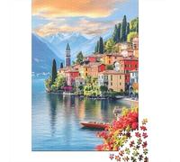 Jigsaw Puzzles for Teenagers 1000 Colorful Lake Side Village Adult Puzzles Hands-on Game Pattern Assembly Deal As Gifts for The Whole Family 70x50cm/1000pcs