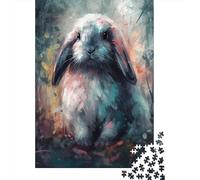 Jigsaw Puzzles for Teenagers 1000 Colorful Rabbit Art Print Adult Puzzles Hands-on Game Pattern Assembly Deal As Gifts for The Whole Family 38x26cm/1000pcs