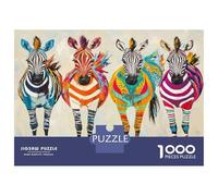 Jigsaw Puzzles for Teenagers 1000 Colorful Zebras Art Print-3 Jigsaw Fun Games Perfect Decoration Deal As Gifts for The Whole Family 38x26cm/1000pcs