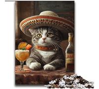 Jigsaw Puzzles for Teenagers 1000 Cowboy Cat,Brain Intelligence Challenge Addictive Toys Birthday Present,Gifts,Wall Art 38X52CM
