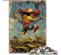 Jigsaw Puzzles for Teenagers 1000 Cowboy Frog,Learning Educational Toys Family Games Educational Game for Birthday,Chrismas 38X26CM