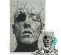 Jigsaw Puzzles for Teenagers 1000 Cracked Face with Roots, Impossible Game, Family Activities, Deal As Gifts for The Whole Family 38x26cm