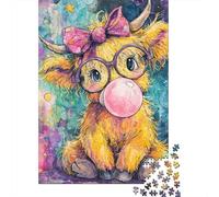 Jigsaw Puzzles for Teenagers 1000 Cute Cow Bubble Gum Puzzle for Adults Toy Wall Decor Stress Reliever Help The Brain Exercise 38x26cm/1000pcs