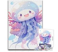 Jigsaw Puzzles for Teenagers 1000 Cute Jellyfish Cartoon Enjoyable Quiet Leisure Activity Premium Accurate Edge Craft Toy Size 38x52cm