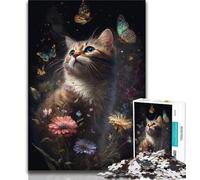 Jigsaw Puzzles for Teenagers 1000 Cute Kitten 1000 Piece Puzzle,Stress Reliever Staycation Kill Time Wishlist with Santa Claus 38x26cm