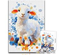 Jigsaw Puzzles for Teenagers 1000 Cute Lamb Watercolor Enjoyable Quiet Leisure Activity Premium Accurate Edge Craft Toy Size 50x75cm