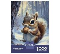 Jigsaw Puzzles for Teenagers 1000 Cute Squirrel in Snow-1 Puzzles for Adults Hands-on Game Stress Reliever Help The Brain Exercise 52x38cm/1000pcs