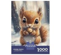 Jigsaw Puzzles for Teenagers 1000 Cute Squirrel in Snow Puzzles for Adults Hands-on Game Stress Reliever Help The Brain Exercise 38x26cm/1000pcs