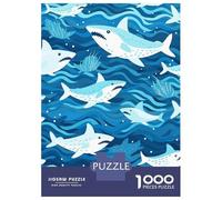 Jigsaw Puzzles for Teenagers 1000 Cute White Sharks Adult Puzzles Hands-on Game Pattern Assembly Deal As Gifts for The Whole Family 70x50cm/1000pcs