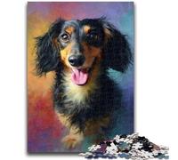 Jigsaw Puzzles for Teenagers 1000 Dachshund Oil Painting 1000 Pieces for Adults,Vibrant And Unique Design Relaxing & Challenging Puzzle Experience (26x38cm)