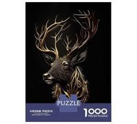 Jigsaw Puzzles for Teenagers 1000 Deer Black Gold Jigsaws for Adults Brain Teaser Game Presents for Women Unique Birthday And Gifts 70x50cm/1000pcs